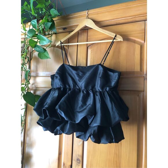 A New Day Women's Size L Tiered Taffeta Tank Top Black - Picture 5 of 12